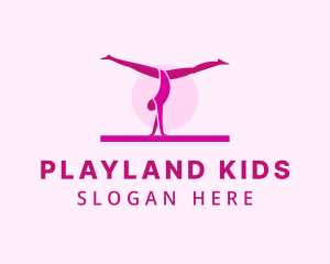 Pink Gymnast Balance logo design