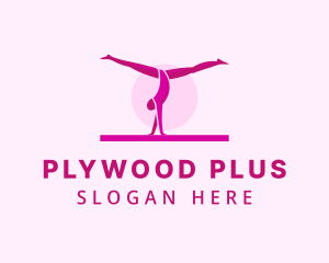 Pink Gymnast Balance logo design