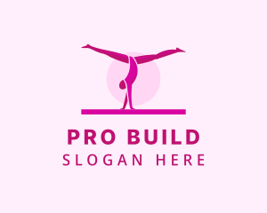 Pink Gymnast Balance logo design