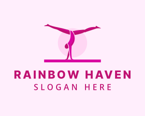 Pink Gymnast Balance logo design