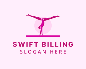 Pink Gymnast Balance logo design