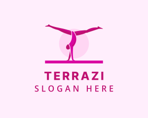 Pink Gymnast Balance logo design