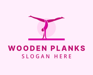 Pink Gymnast Balance logo design