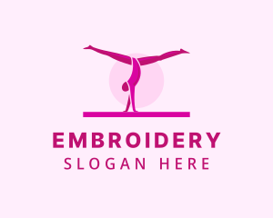 Pink Gymnast Balance logo design