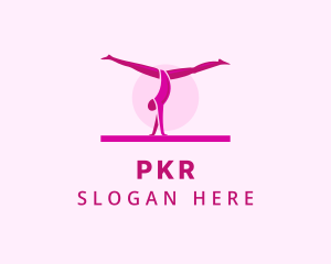 Pink Gymnast Balance logo design