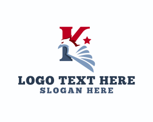 Letter K - USA Bird Eagle Letter K logo design
