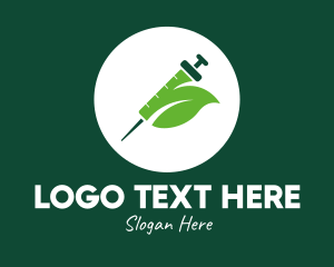 Hypodermic Needle - Green Natural Leaf Vaccine logo design