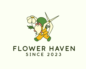 Gnome Flower Gardener logo design