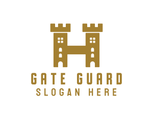 Gate - Golden H Castle logo design