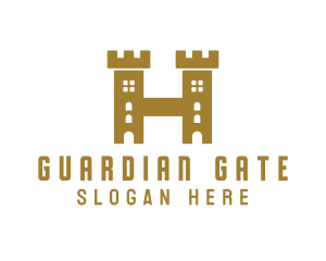 Gate - Golden H Castle logo design
