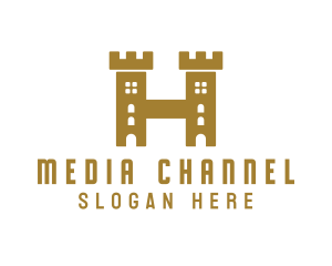 Channel - Golden H Castle logo design