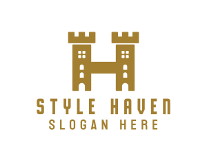Castle - Golden H Castle logo design