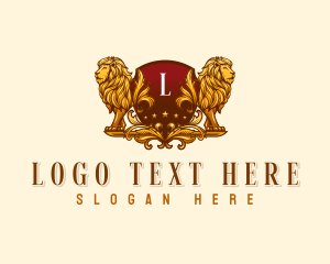 Lion - Elegant Lion Shield logo design