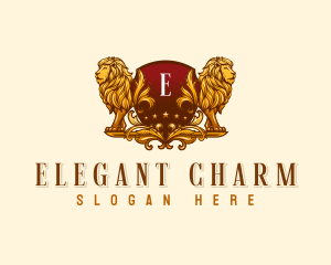 Elegant Lion Shield logo design