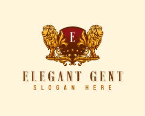 Elegant Lion Shield logo design