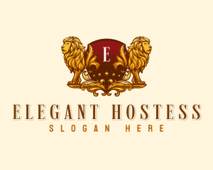 Elegant Lion Shield logo design