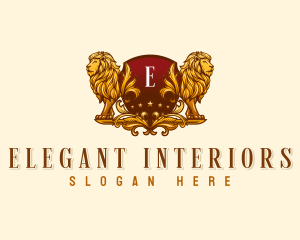 Elegant Lion Shield logo design