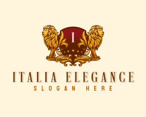 Elegant Lion Shield logo design