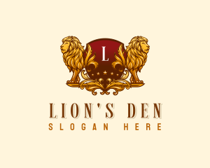 Elegant Lion Shield logo design