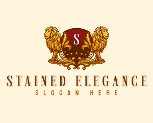 Elegant Lion Shield logo design