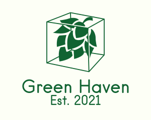 Green Cube Hop Plant  logo design