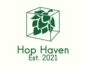 Hop - Green Cube Hop Plant logo design