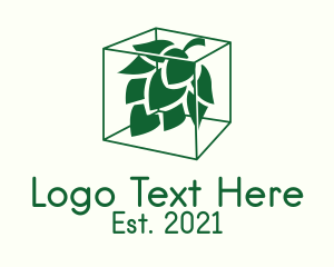 Hop - Green Cube Hop Plant logo design