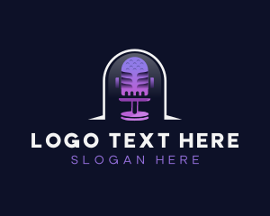 Microphone - Podcast Microphone Radio logo design