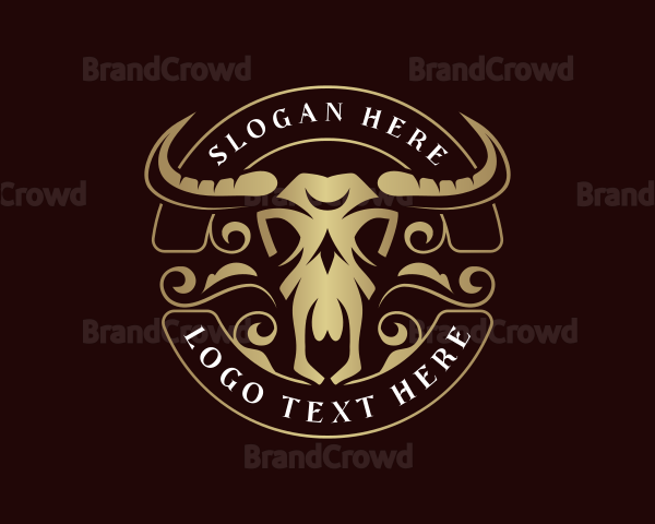 Bison Bull Skull Logo