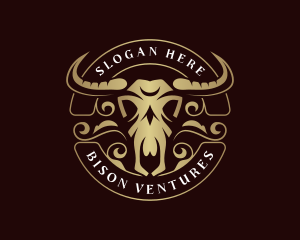 Bison Bull Skull logo design