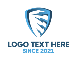 Protect - Blue Thunder Shield logo design