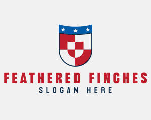 Checkered Star Shield logo design