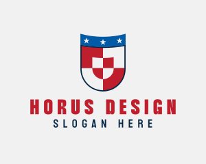 Checkered Star Shield logo design