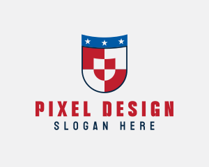 Checkered Star Shield logo design