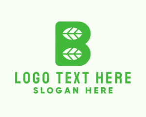 Enviromental - Green Leaf Letter B logo design