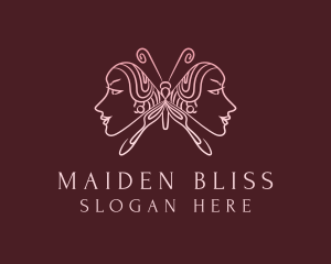 Maiden - Beauty Face Butterfly logo design