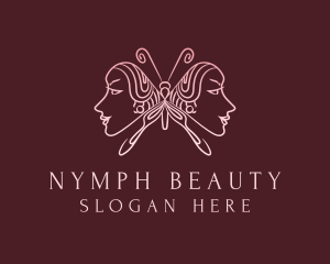 Nymph - Beauty Face Butterfly logo design