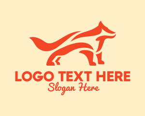 Forest Animal - Orange Abstract Fox logo design