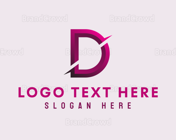 Gradient Slash Letter D Logo