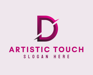 Gradient Slash Letter D logo design