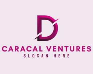 Gradient Slash Letter D logo design