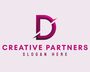 Gradient Slash Letter D logo design