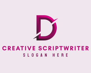 Gradient Slash Letter D logo design