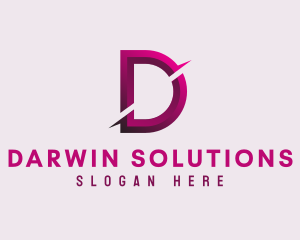 Gradient Slash Letter D logo design