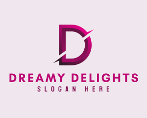 Gradient Slash Letter D logo design