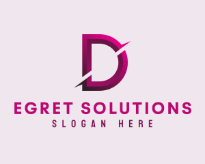 Gradient Slash Letter D logo design