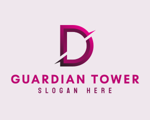 Gradient Slash Letter D logo design