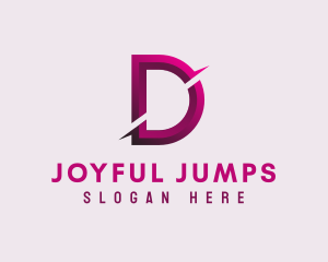 Gradient Slash Letter D logo design