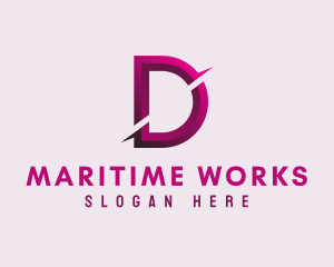 Gradient Slash Letter D logo design