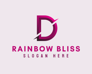 Gradient Slash Letter D logo design